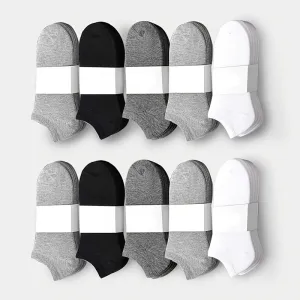 10pair Men's Breathable Athletic Solid Crew Comfortable Cotton Ankle Socks
