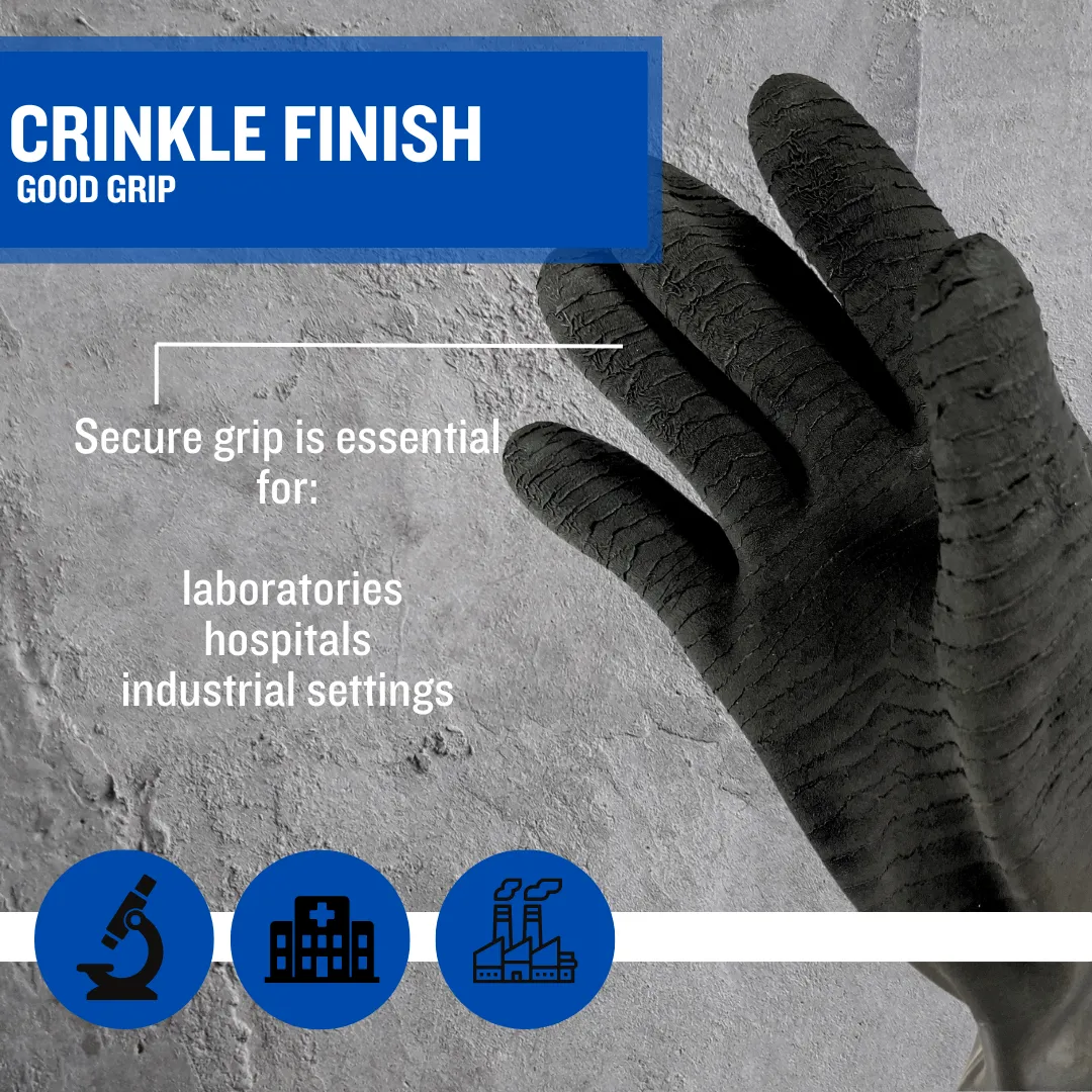 14 Inch Orange Rubber Gloves with Crinkle Finish & Rolled Cuff - Extra Large  - 99-49881