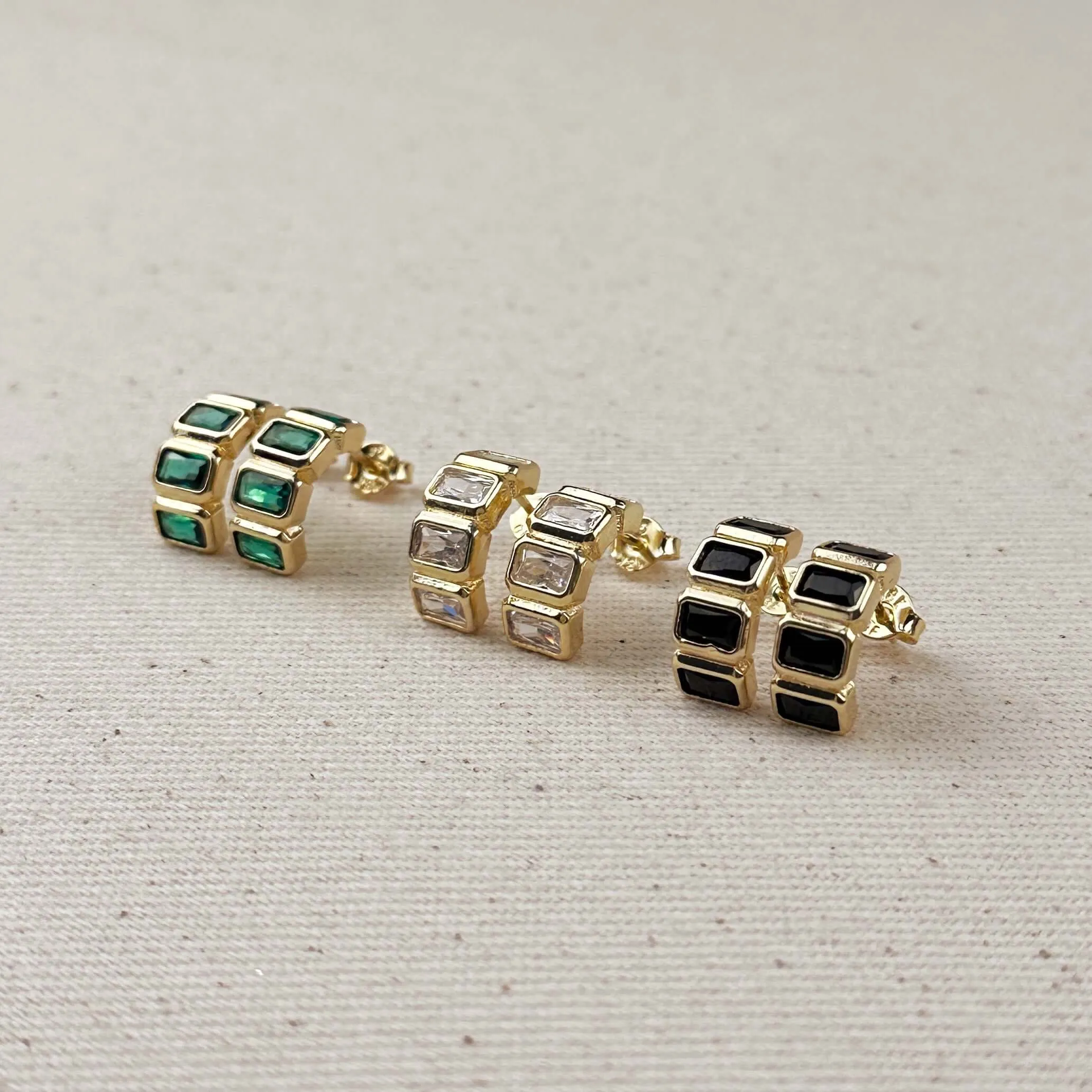 18k Gold Filled Chunky CZ Curve Earrings