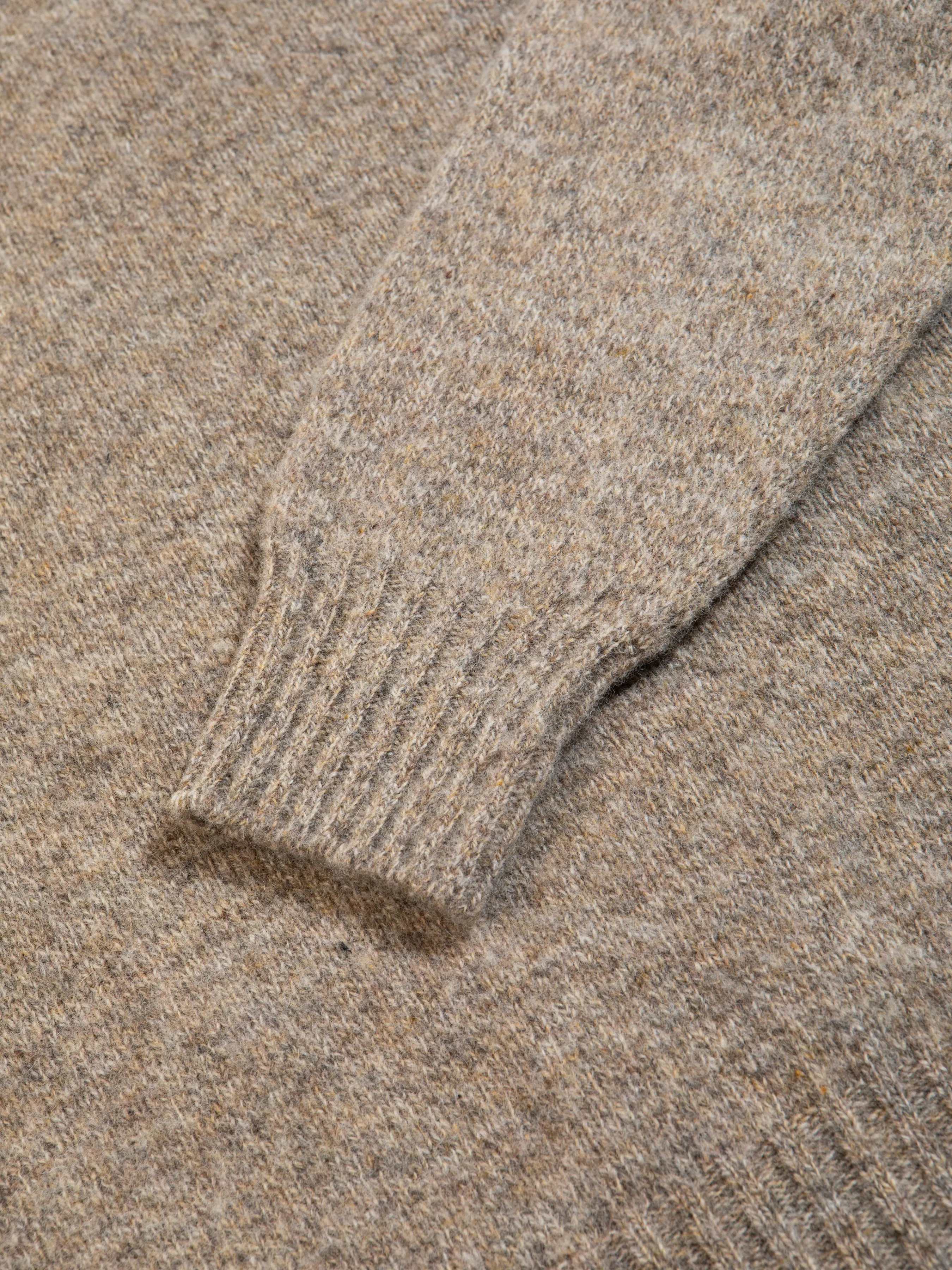 Brushed Shetland Crew in Mushroom Lambswool
