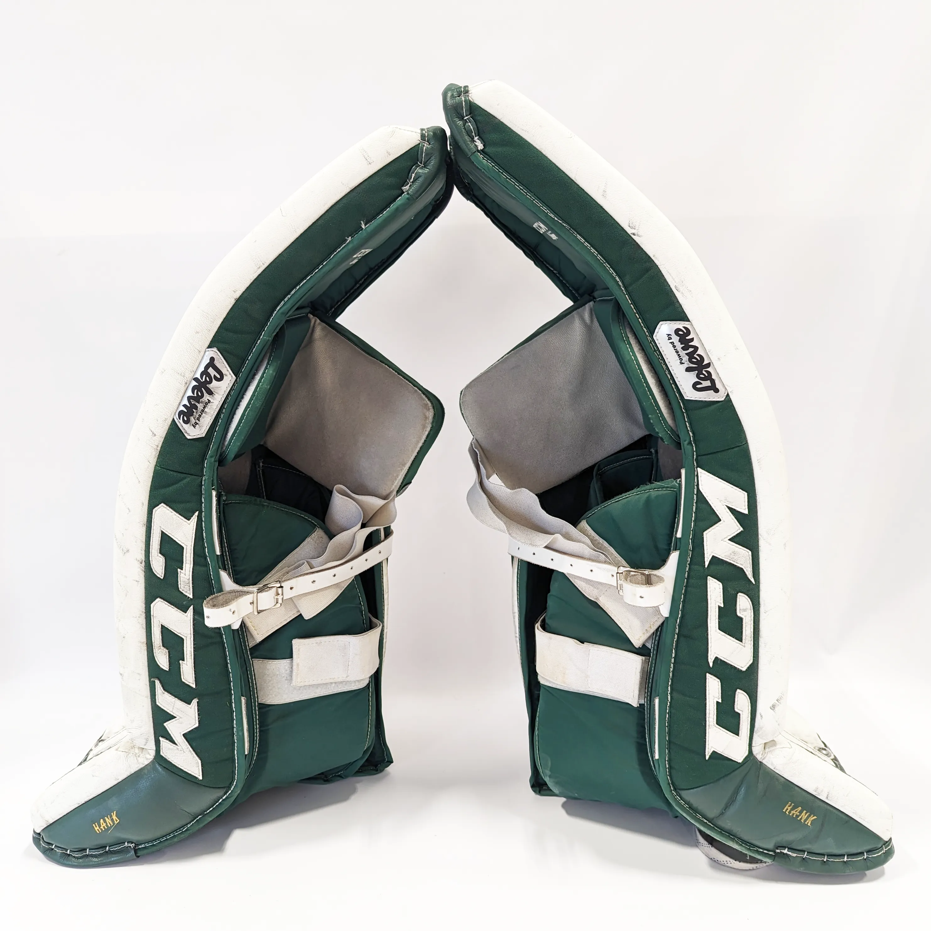 CCM Premier - Used Pro Stock Goalie Pads (Green/White)