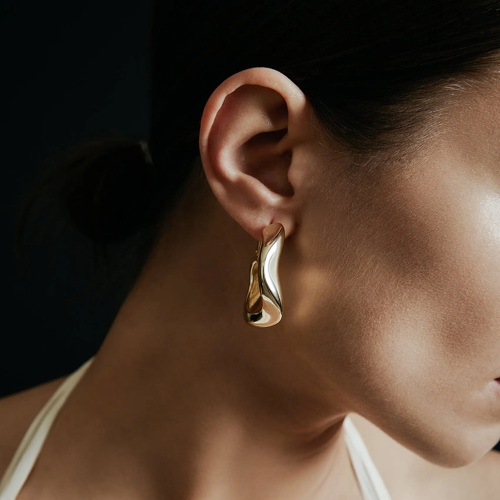 Chunky 14K Gold Plated Kenji Hoop Earrings