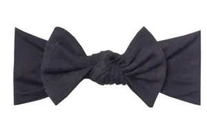 Copper Pearl - Infant Stretchy Soft-Knit Bow Headband in Midnight Black