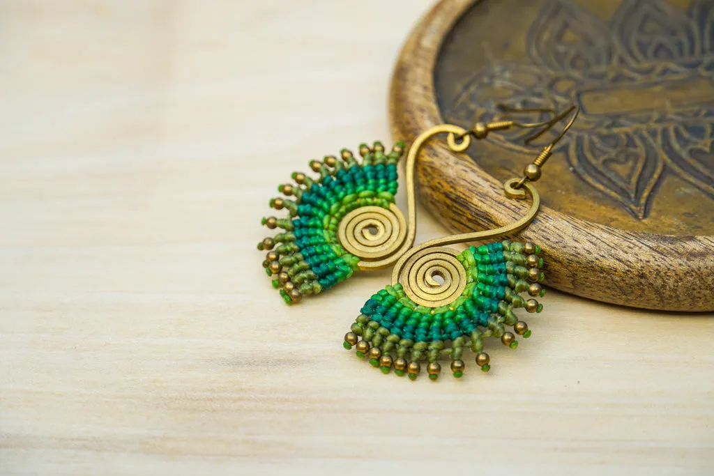E7864- Micro Macrame Boho Earrings, Handmade Earrings, Hippie Earrings