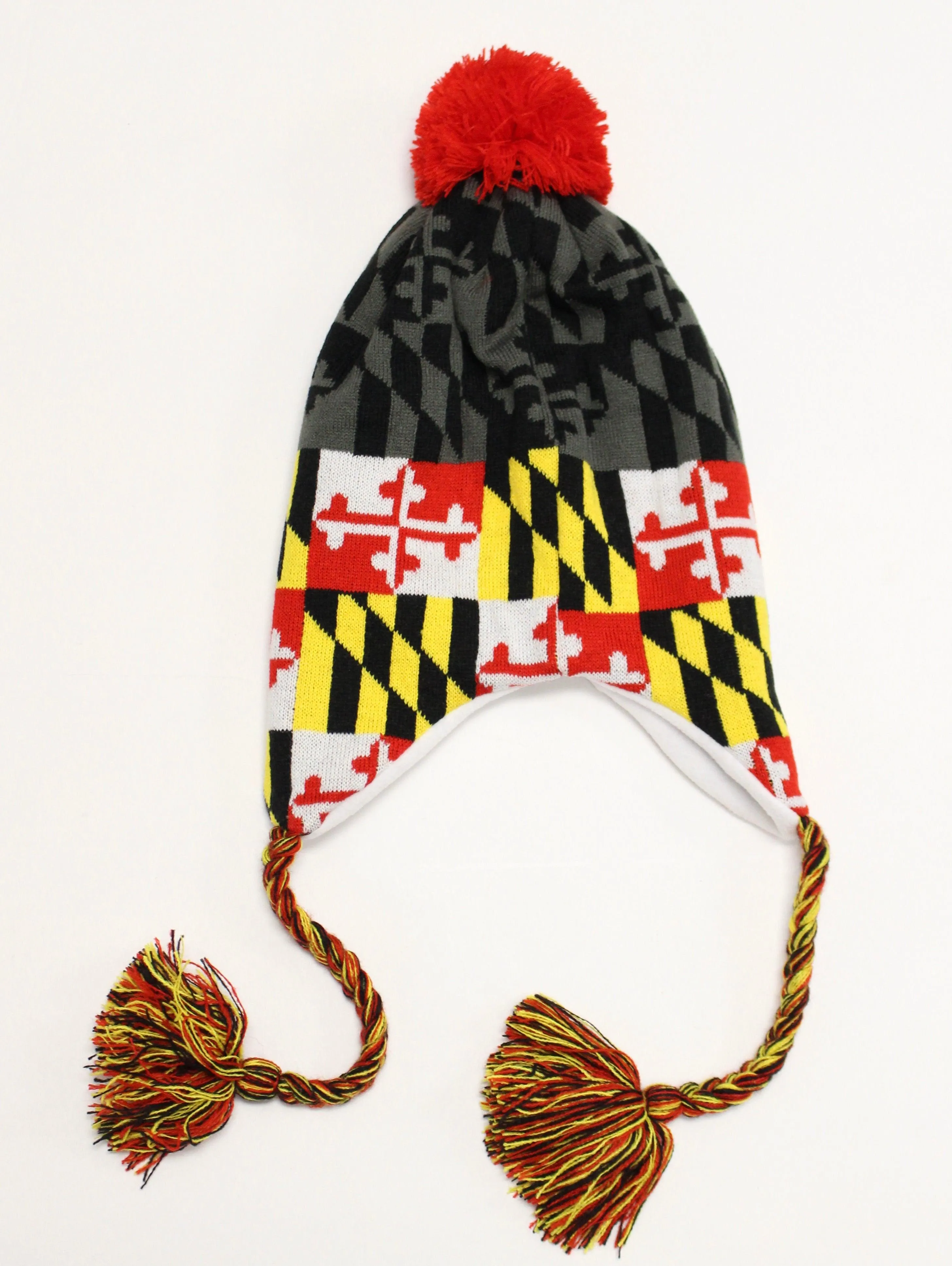 Greyscale Maryland Flag / Ski Hat