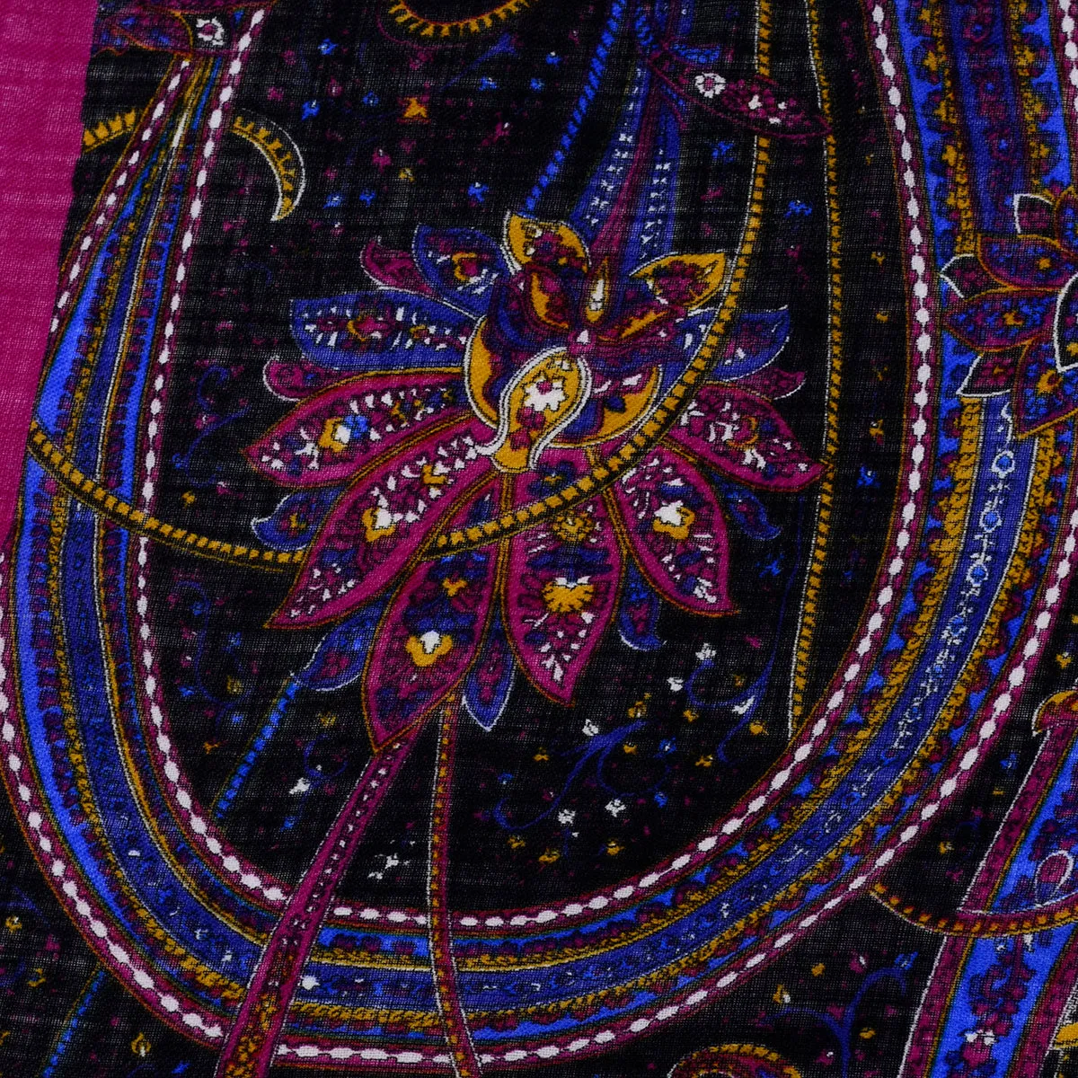 Hand Printed Purple Paisley Vintage Wool Scarf