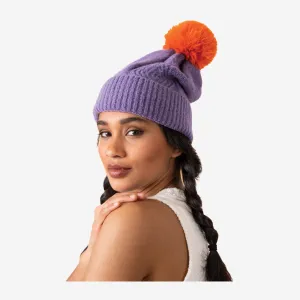 INGRID BOBBLE HAT - LAVENDER/TANGERINE