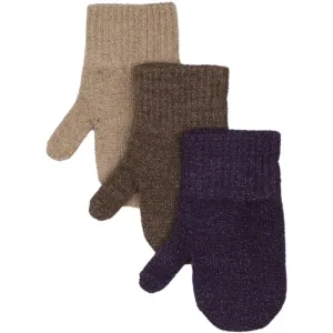 MAGIC Knitted Mittens Glitter 3 Pack - Nightshade-Chocolate Chip-Doeskin