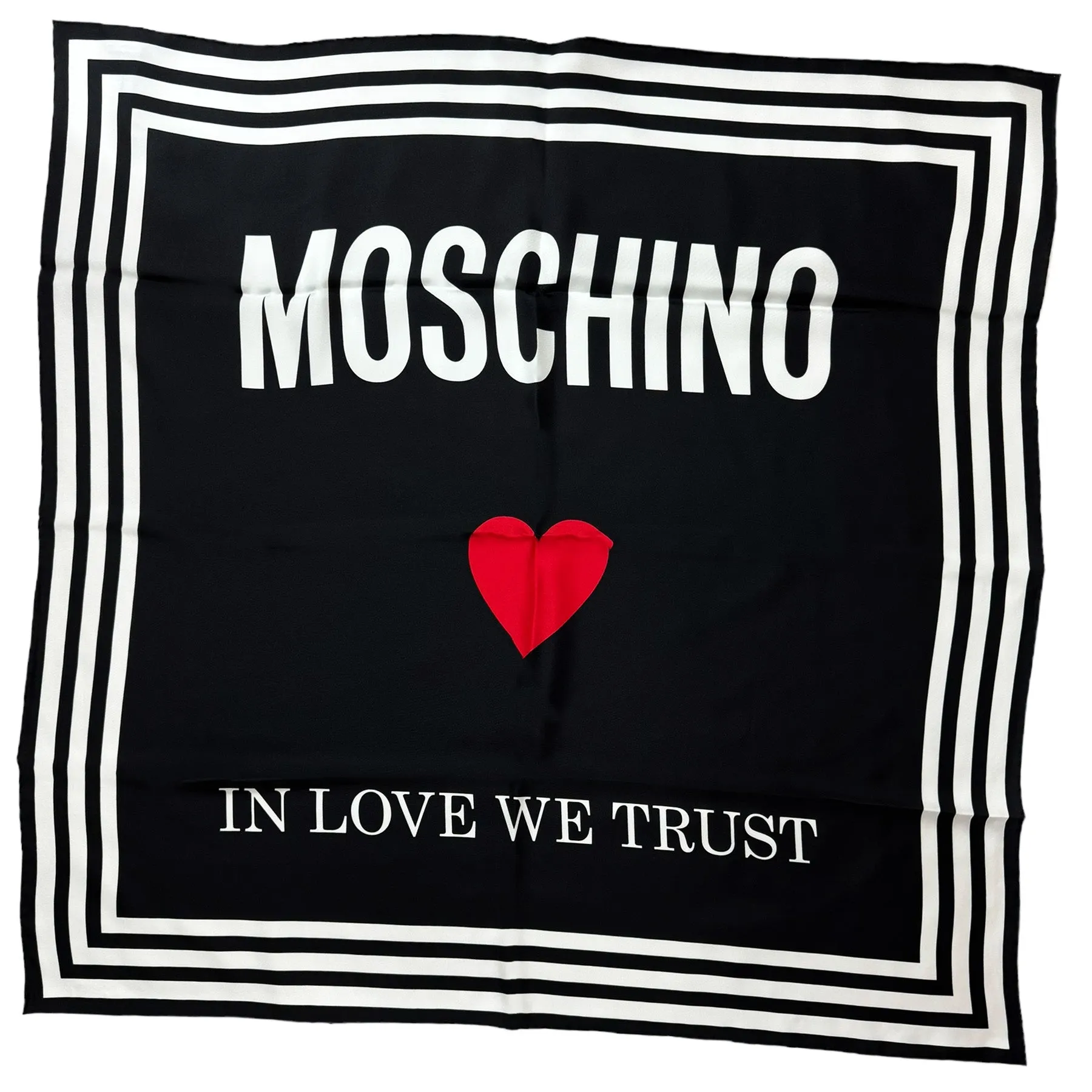 Moschino Scarf In Love We Trust - Square Silk Foulard - Spring/ Summer 2024 Collection
