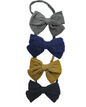Pack Of 4 - 3.5 Inch Cable Knit Dainty Bow Headbands