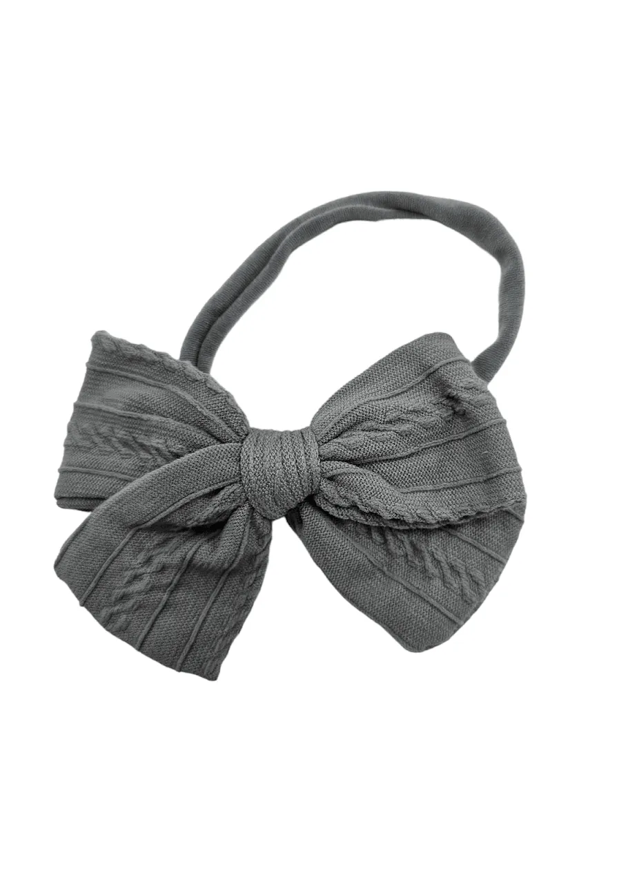 Pack Of 4 - 3.5 Inch Cable Knit Dainty Bow Headbands