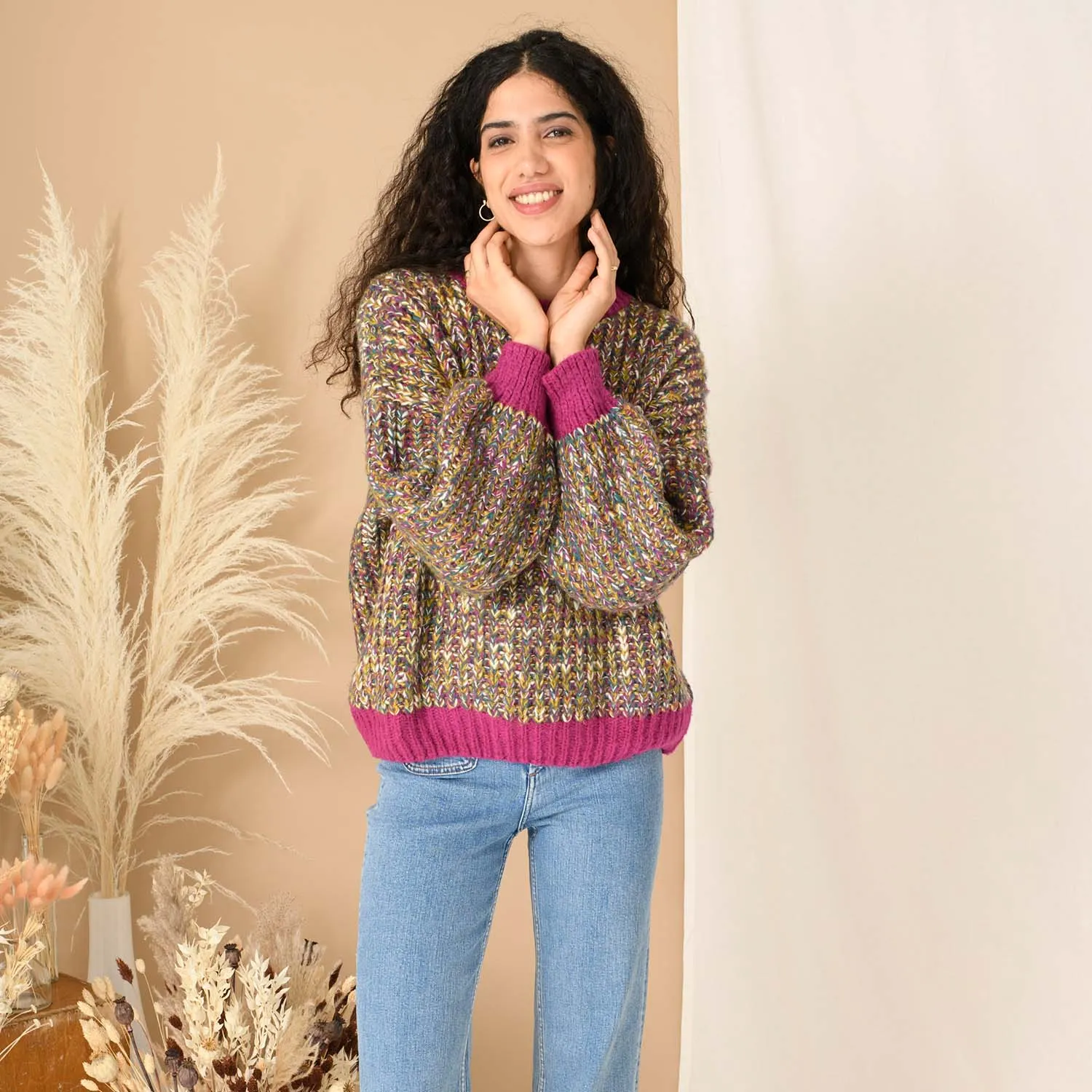 RESALE | Bertie Balloon Sleeve Chunky Knitted Jumper - Multi