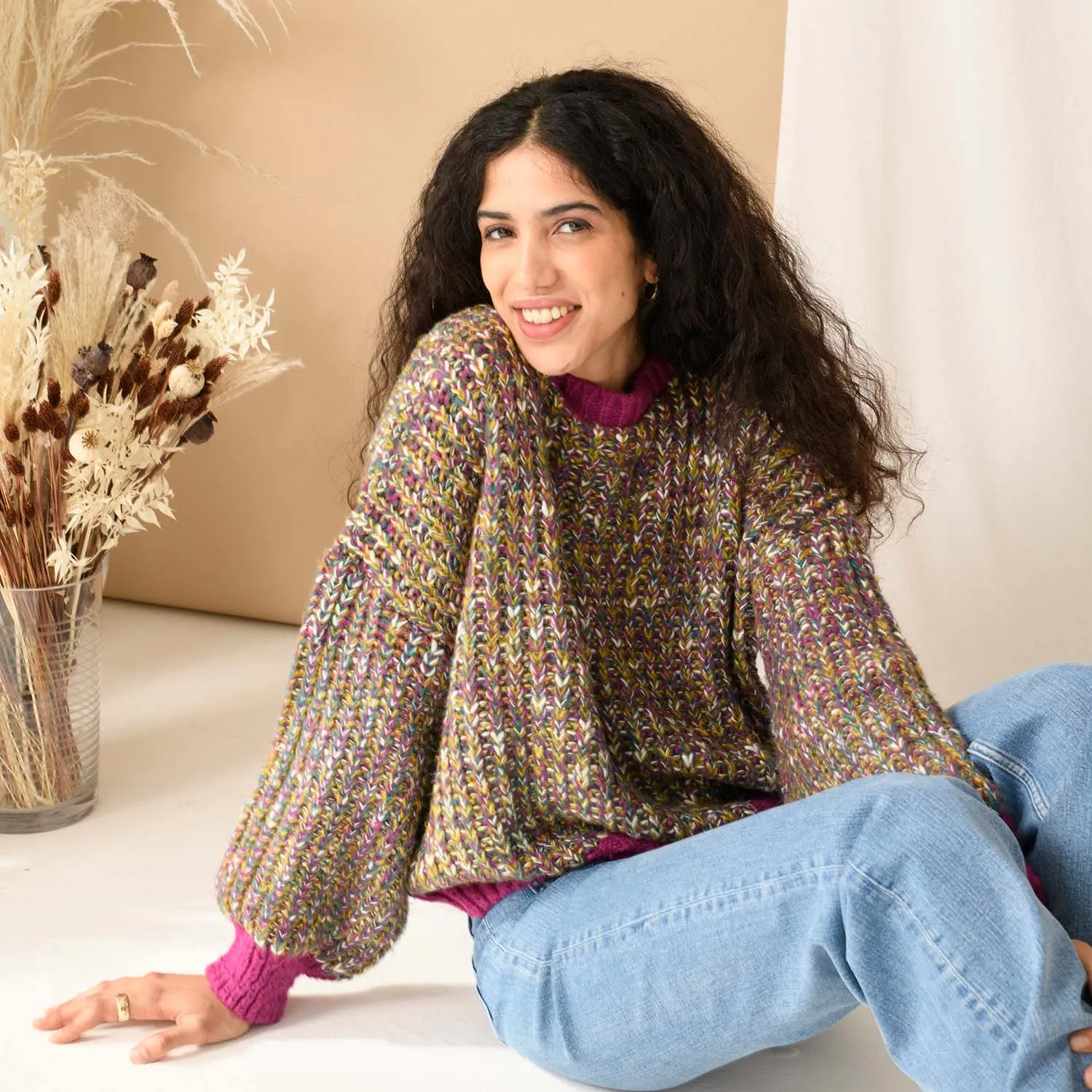 RESALE | Bertie Balloon Sleeve Chunky Knitted Jumper - Multi