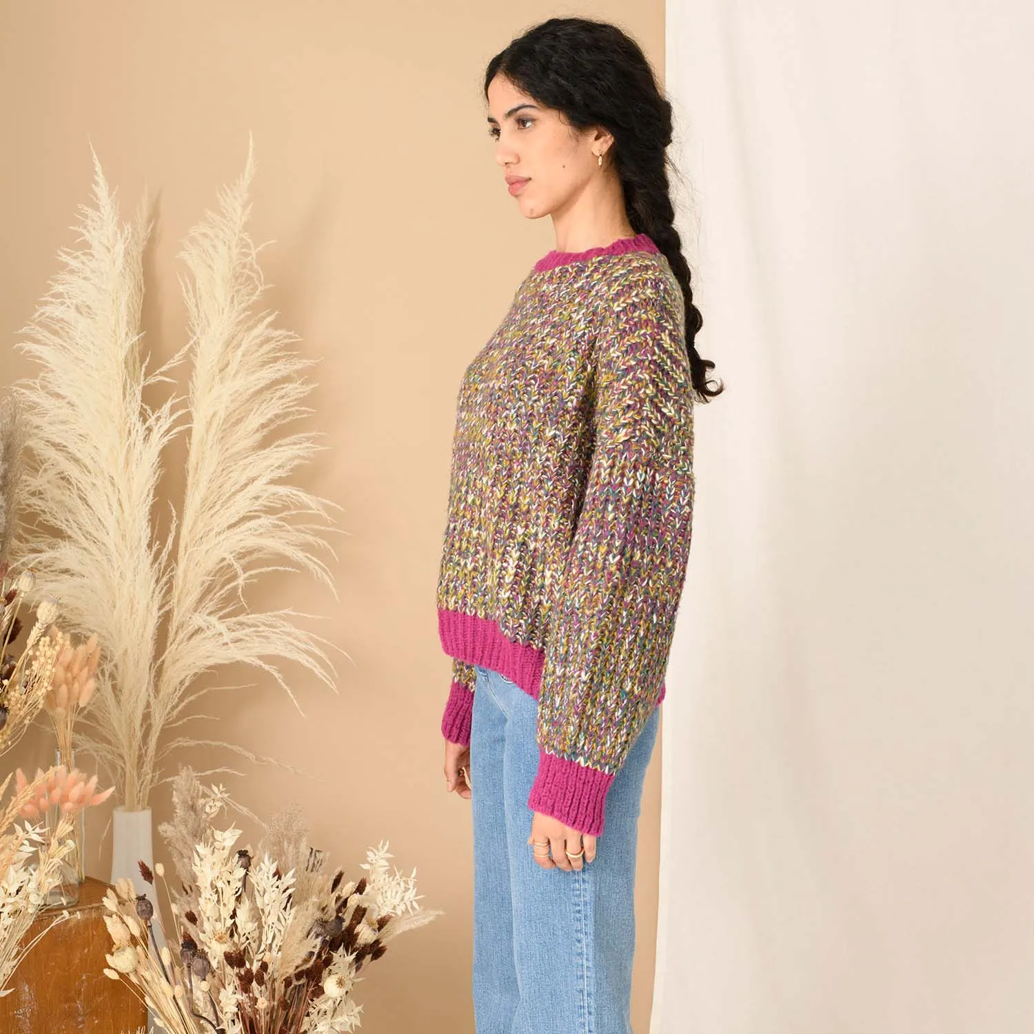 RESALE | Bertie Balloon Sleeve Chunky Knitted Jumper - Multi