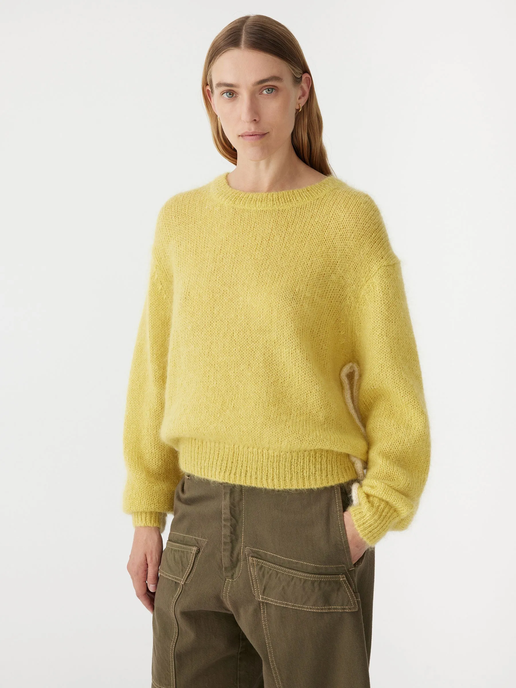 stitch detail mohair wool knit