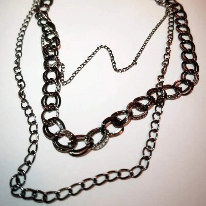 Top of the Chain Gunmetal Black Necklace