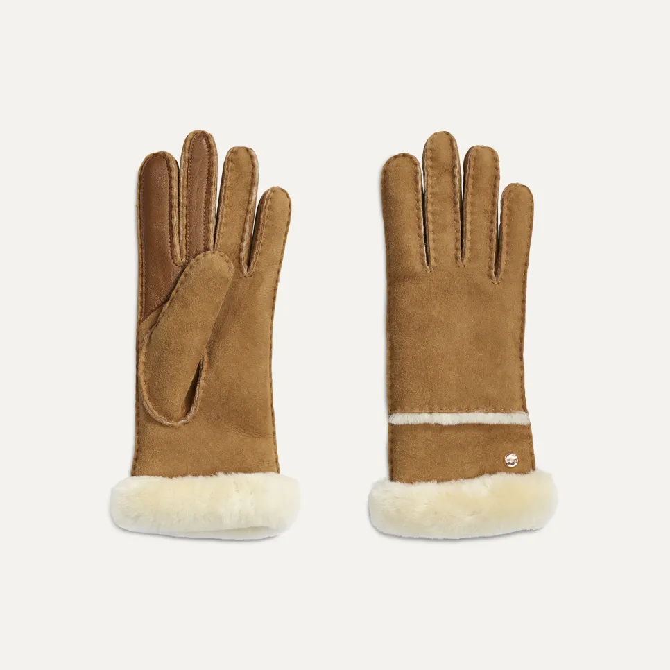 UGG® Sheepskin Seamed Gloves - Chestnut