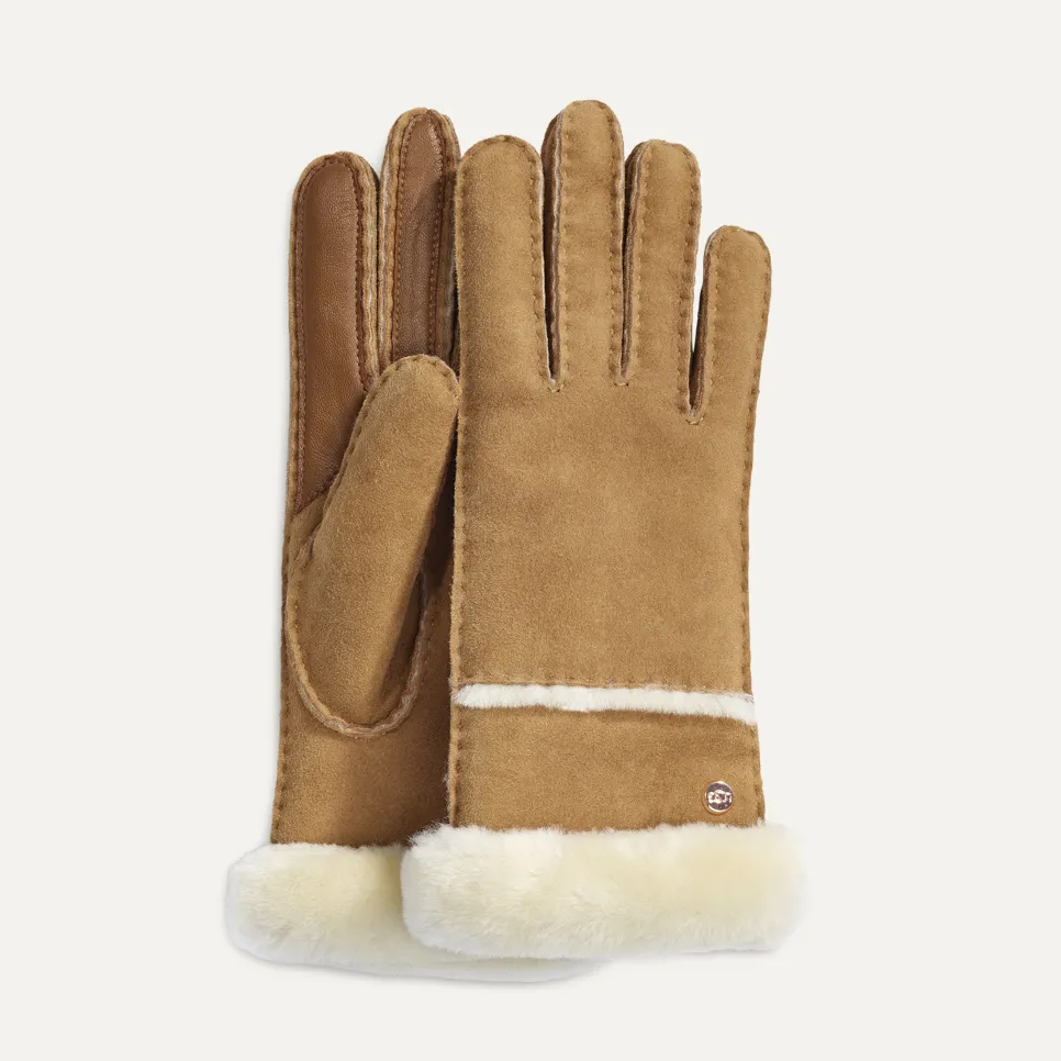 UGG® Sheepskin Seamed Gloves - Chestnut