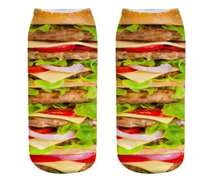 Unisex 3D Food Print Cotton Polyester Ankle Socks