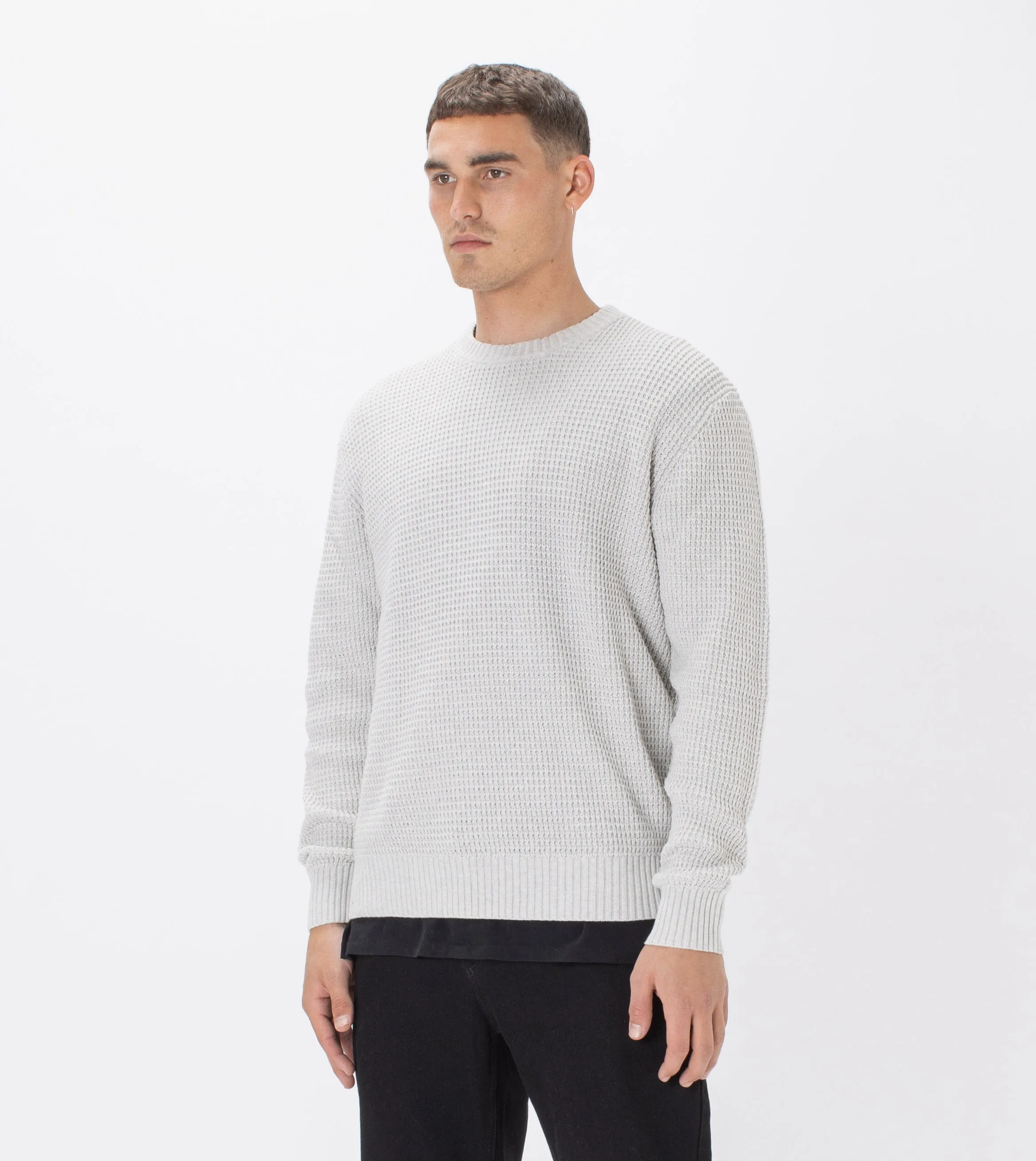 Waffle Crew Knit Blizzard Marle