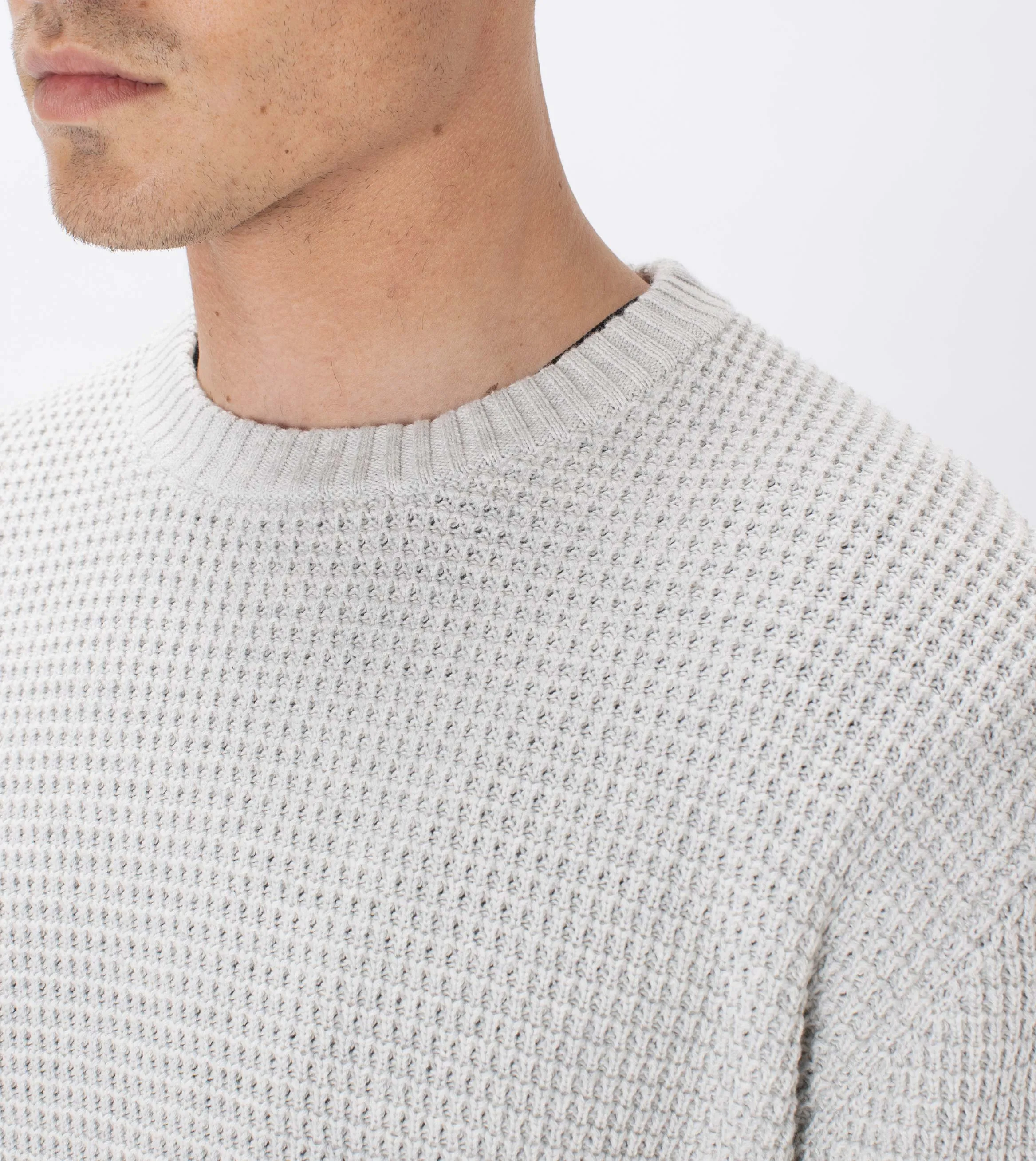 Waffle Crew Knit Blizzard Marle