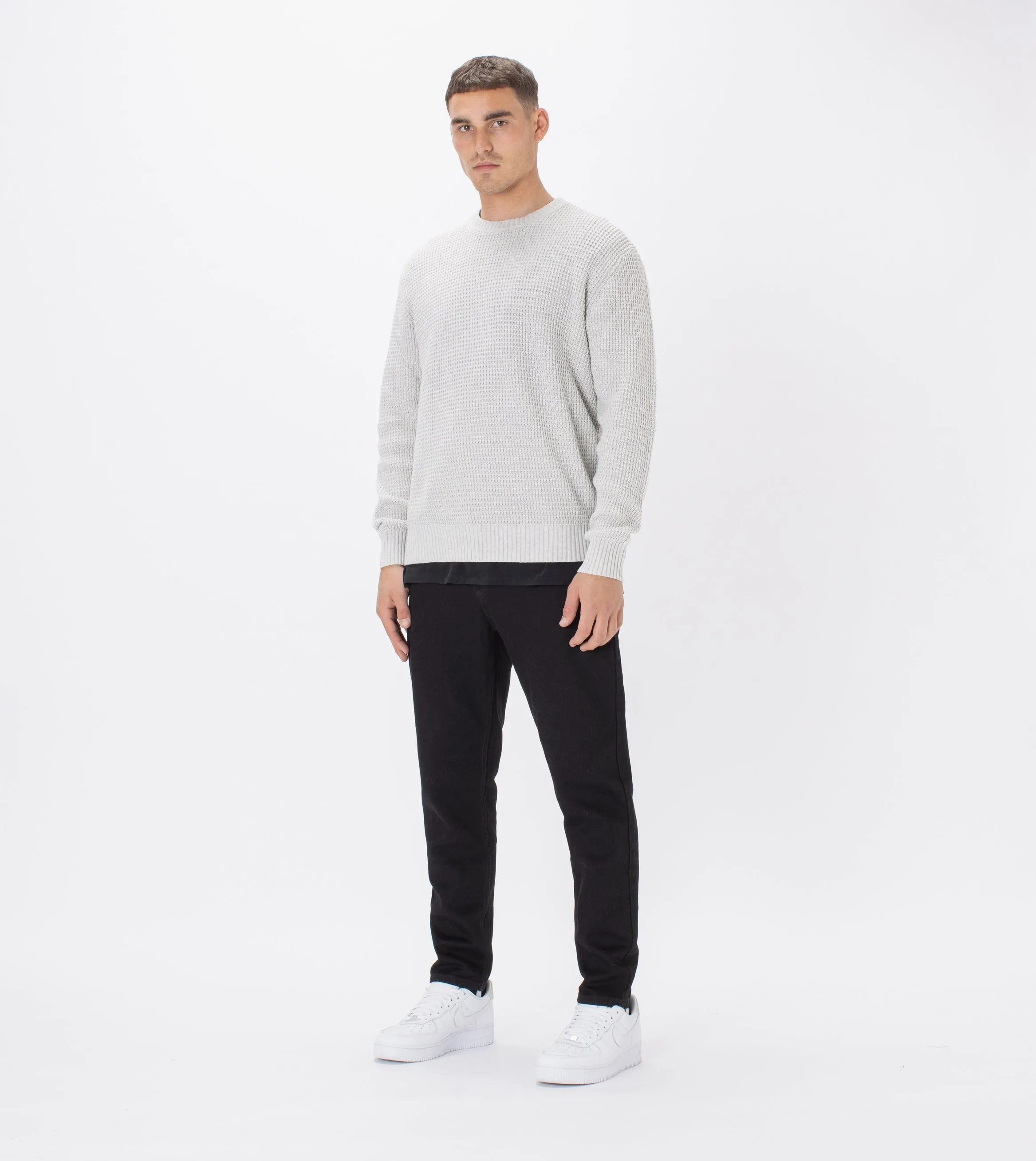 Waffle Crew Knit Blizzard Marle