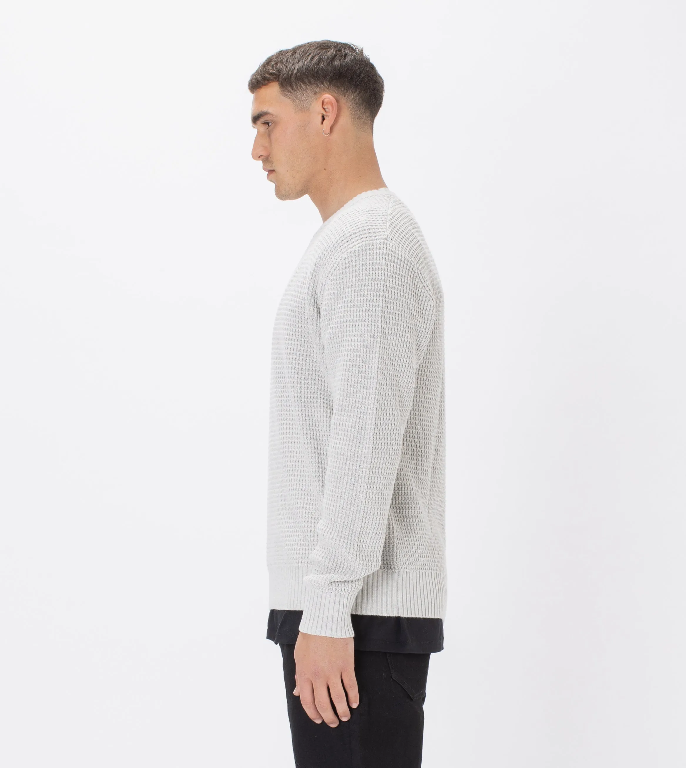 Waffle Crew Knit Blizzard Marle